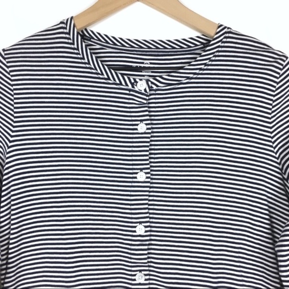 TALBOTS Cardigan Sweater Pima Cotton Stripe 3/4 Sleeves Minimalist Petite Medium - Picture 2 of 9